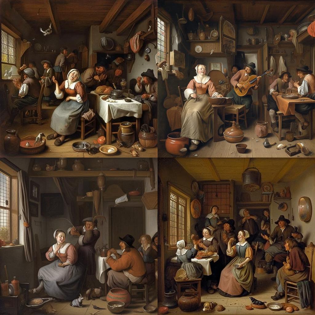 Jan Steen style, Midjourney V5, render 1 of 4