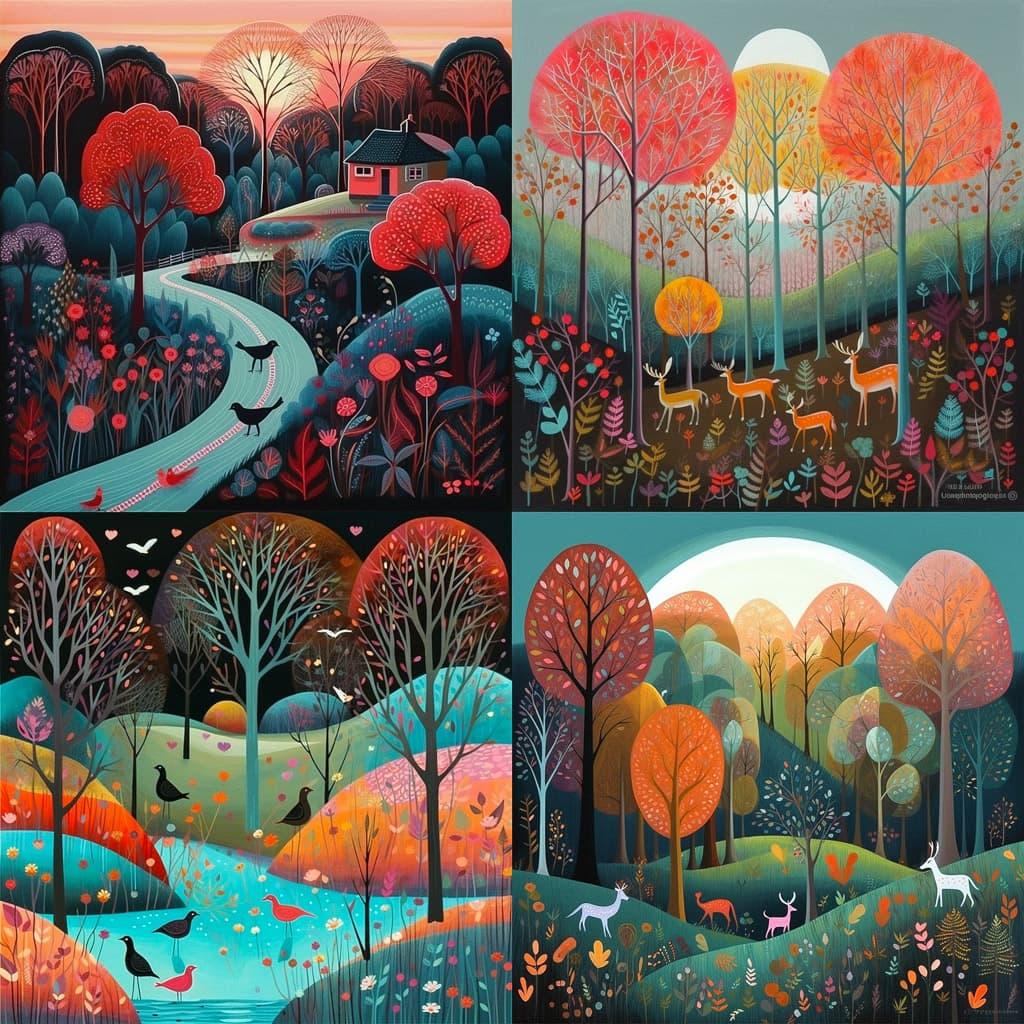 Jane Newland style, Midjourney V5, render 1 of 4