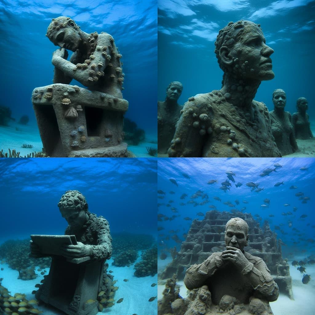 Jason deCaires Taylor style, Midjourney V5, render 1 of 4