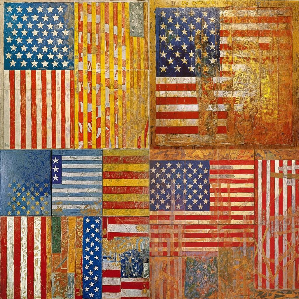 Jasper Johns style, Midjourney V5, render 1 of 4