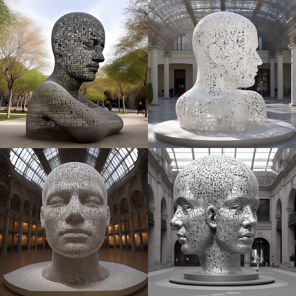 Jaume Plensa style, Midjourney V5, render 1 of 4