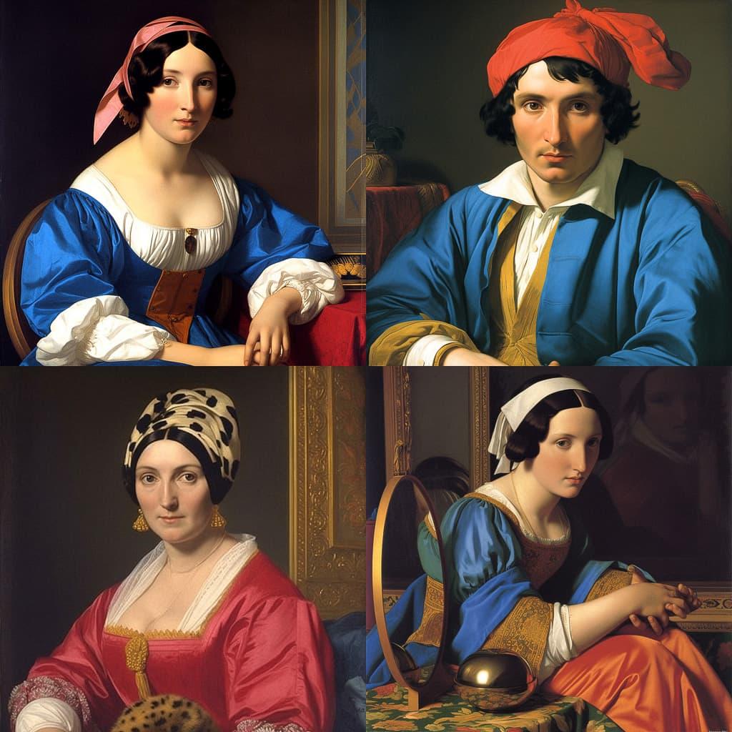 Jean Auguste Dominique Ingres style, Midjourney V5, render 1 of 4