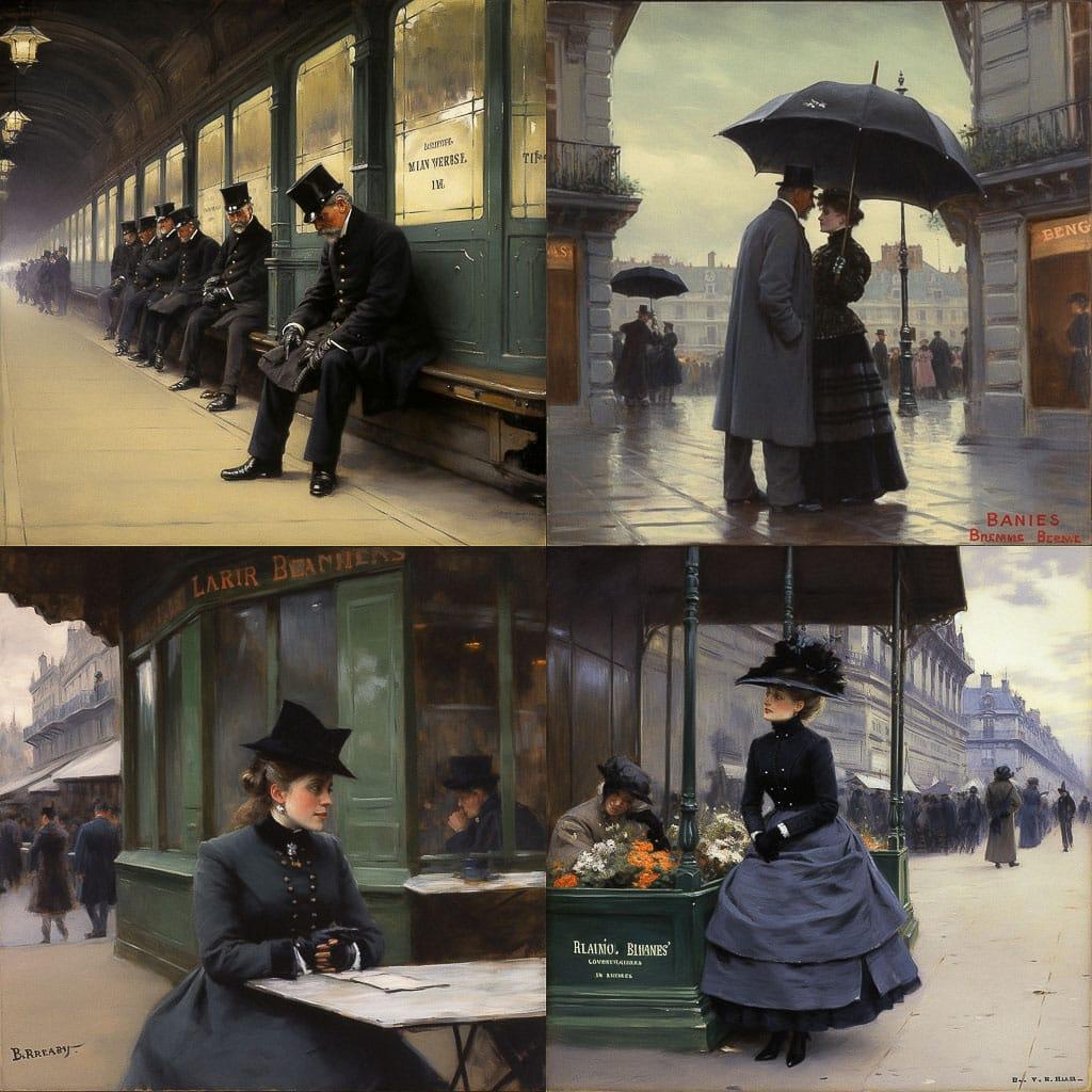 Jean Beraud style, Midjourney V5, render 1 of 4