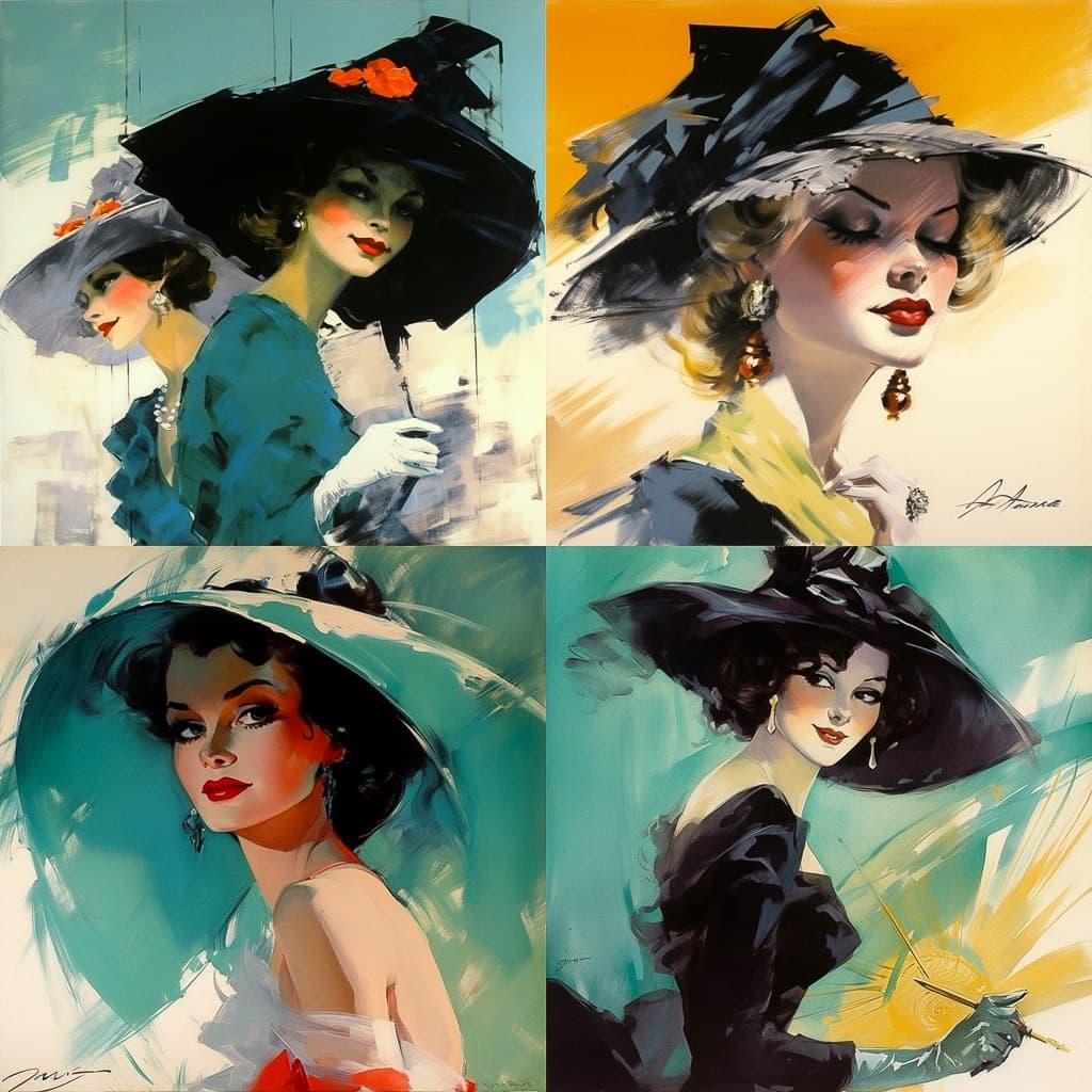 Jean-Gabriel Domergue style, Midjourney V5, render 1 of 4