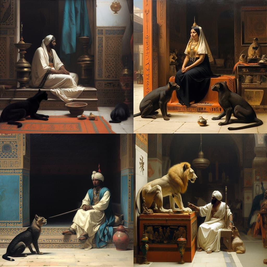Jean-Leon Gerome style, Midjourney V5, render 1 of 4
