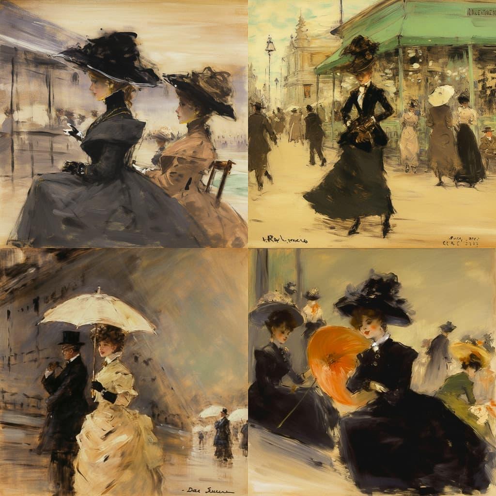 Jean-Louis Forain style, Midjourney V5, render 1 of 4