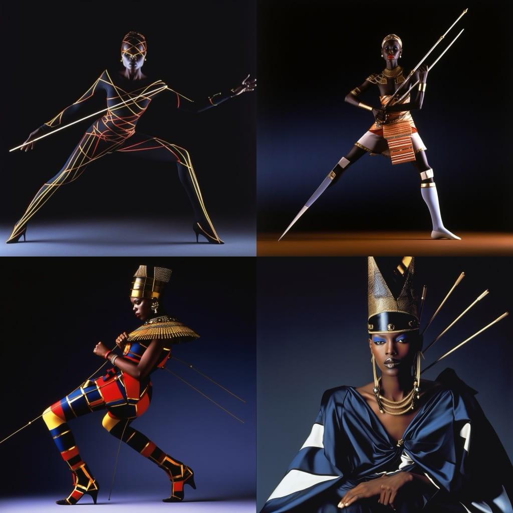 Jean-Paul Goude style, Midjourney V5, render 1 of 4