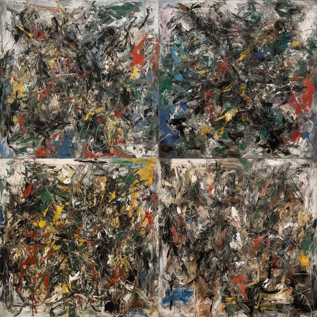 Jean-Paul Riopelle style, Midjourney V5, render 1 of 4