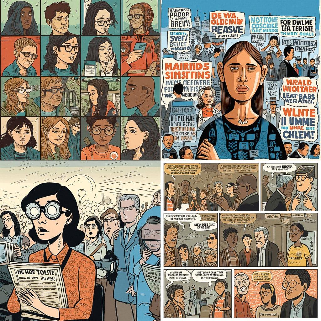 Jen Sorensen style, Midjourney V5, render 1 of 4