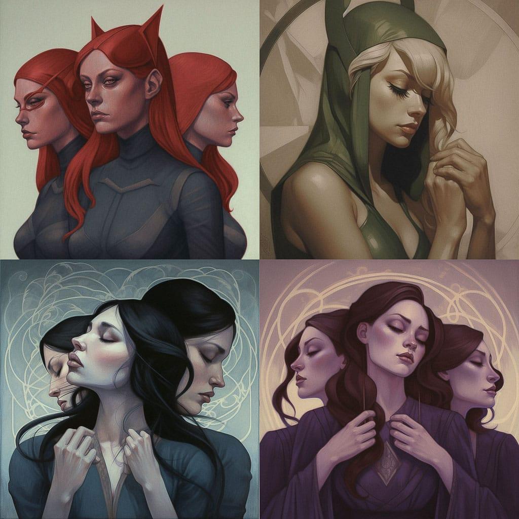 Jenny Frison style, Midjourney V5, render 1 of 4