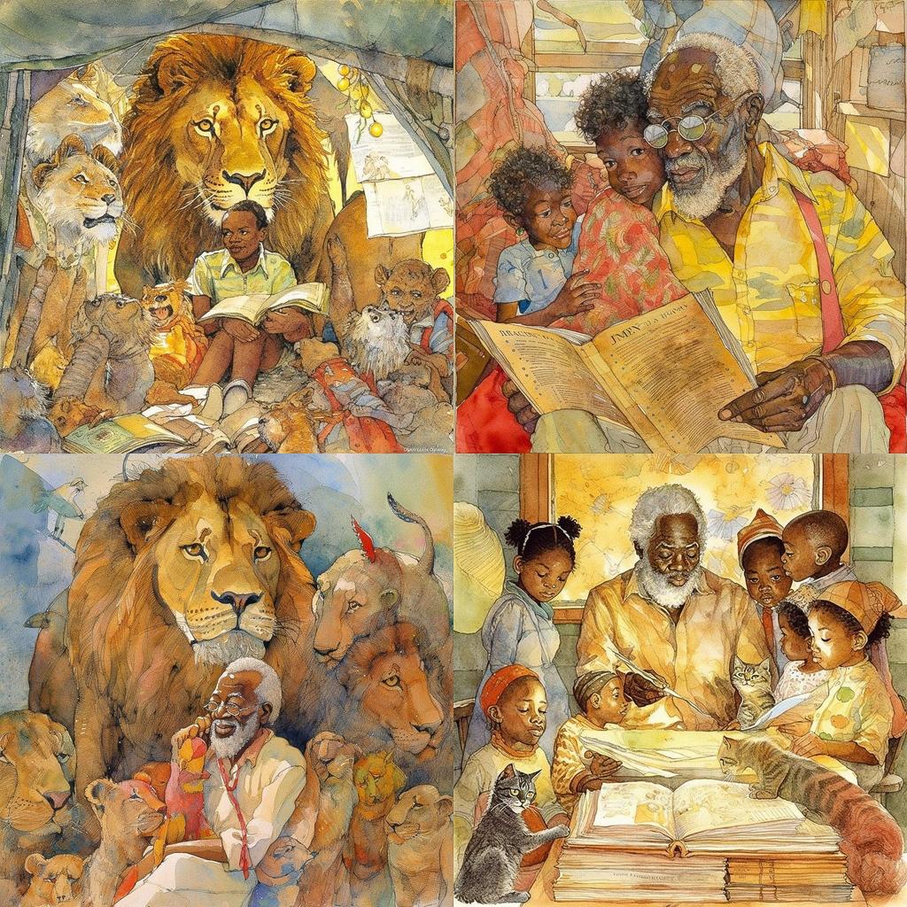 Jerry Pinkney style, Midjourney V5, render 1 of 4