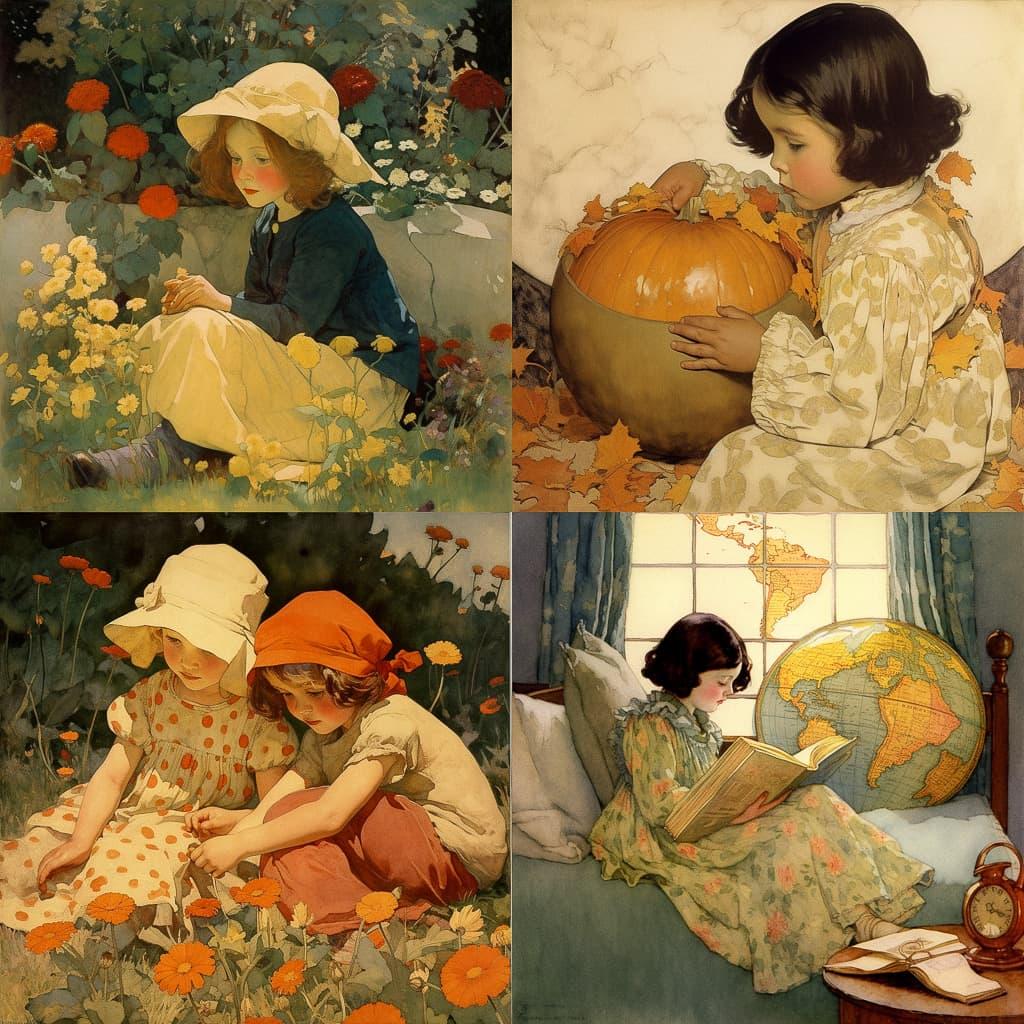 Jessie Willcox Smith style, Midjourney V5, render 1 of 4