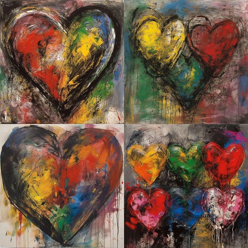 Jim Dine style, Midjourney V5, render 1 of 4