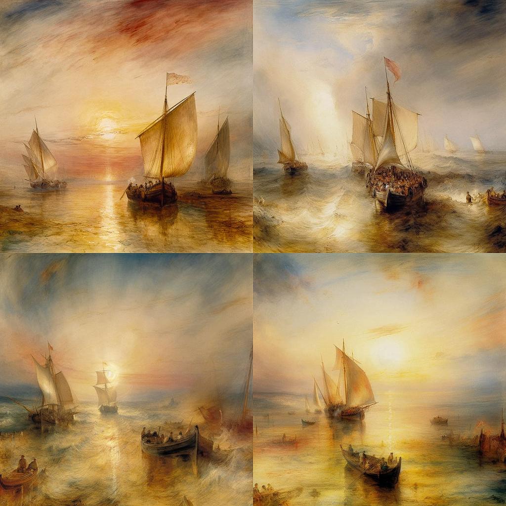 J.M.W. Turner style, Midjourney V5, render 1 of 4