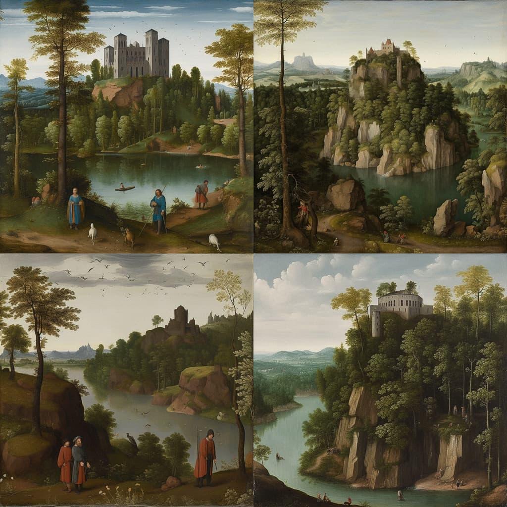 Joachim Patinir style, Midjourney V5, render 1 of 4