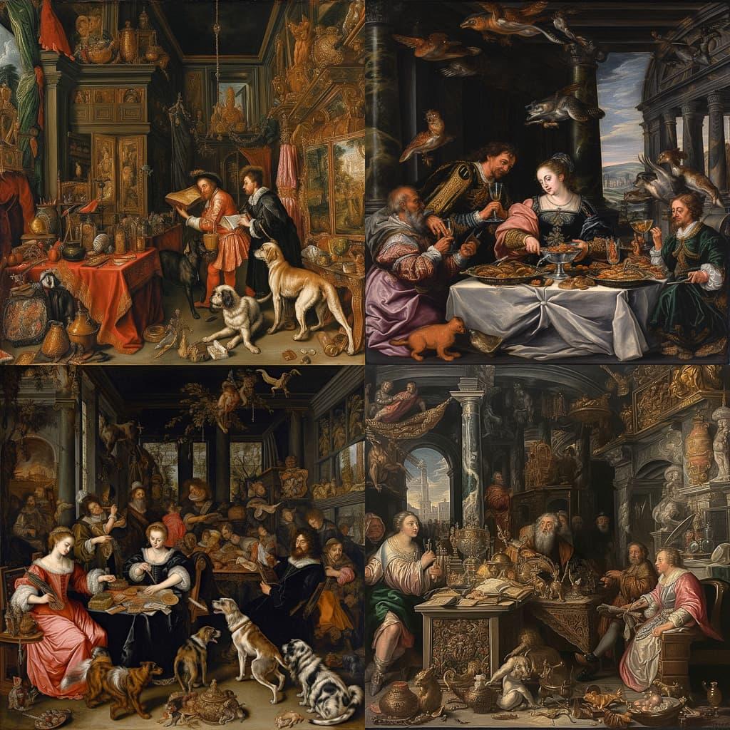 Joachim Wtewael style, Midjourney V5, render 1 of 4