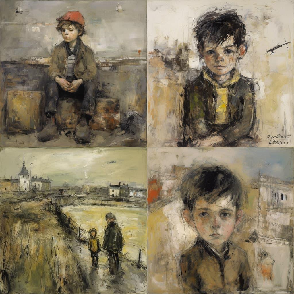 Joan Eardley style, Midjourney V5, render 1 of 4
