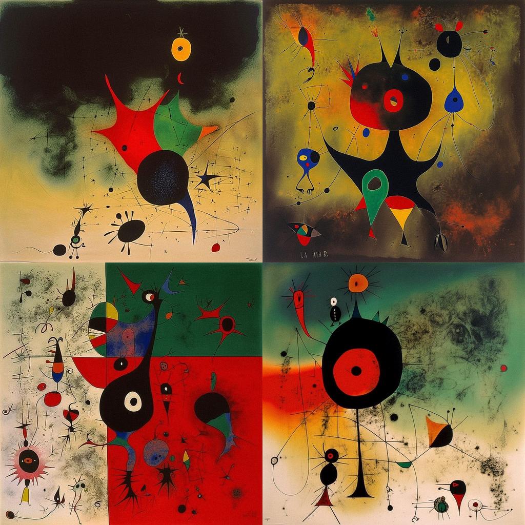 Joan Miro style, Midjourney V5, render 1 of 4