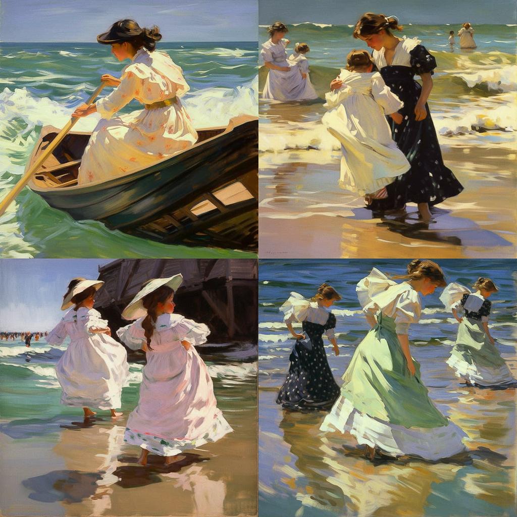 Joaquin Sorolla style, Midjourney V5, render 1 of 4