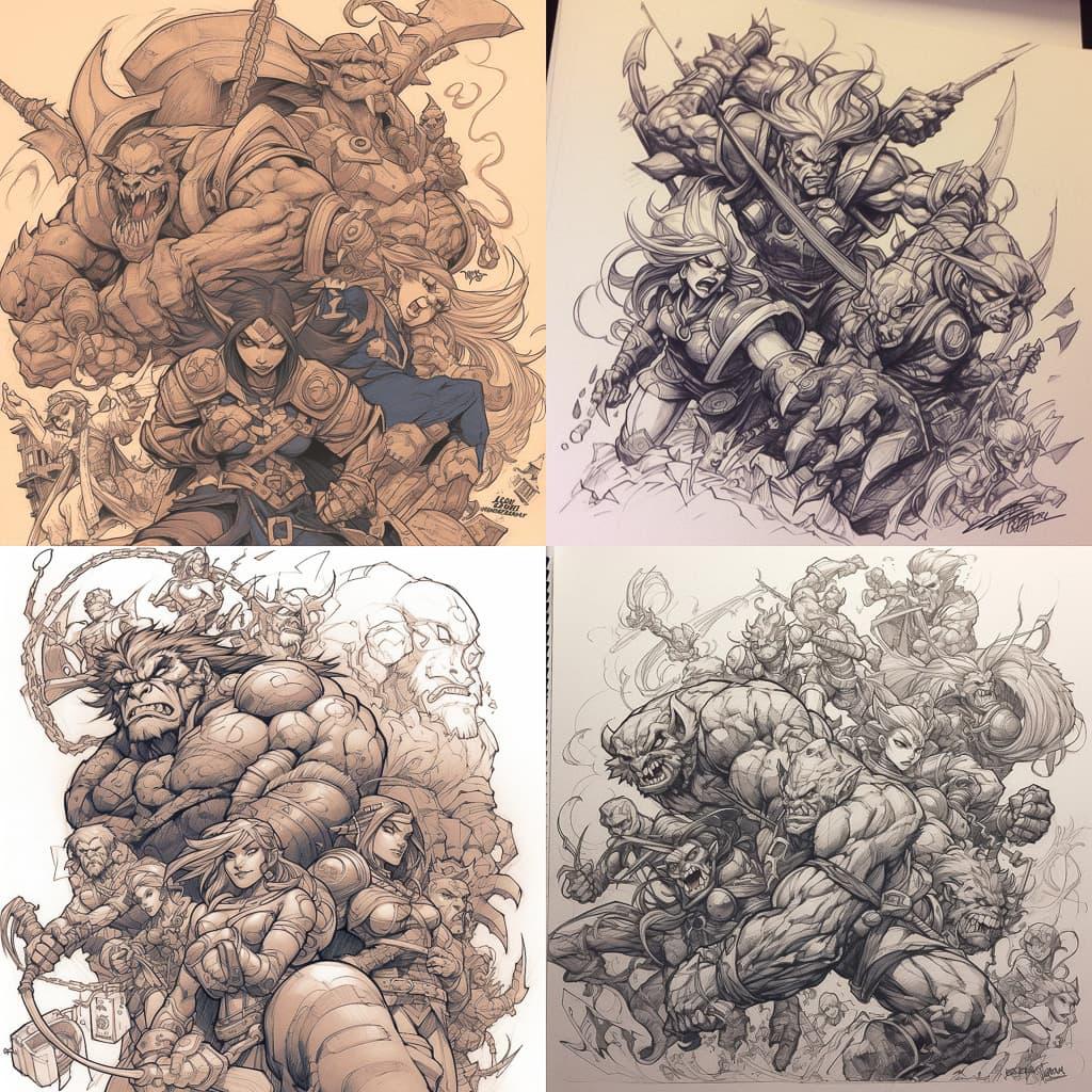 Joe Madureira style, Midjourney V5, render 1 of 4