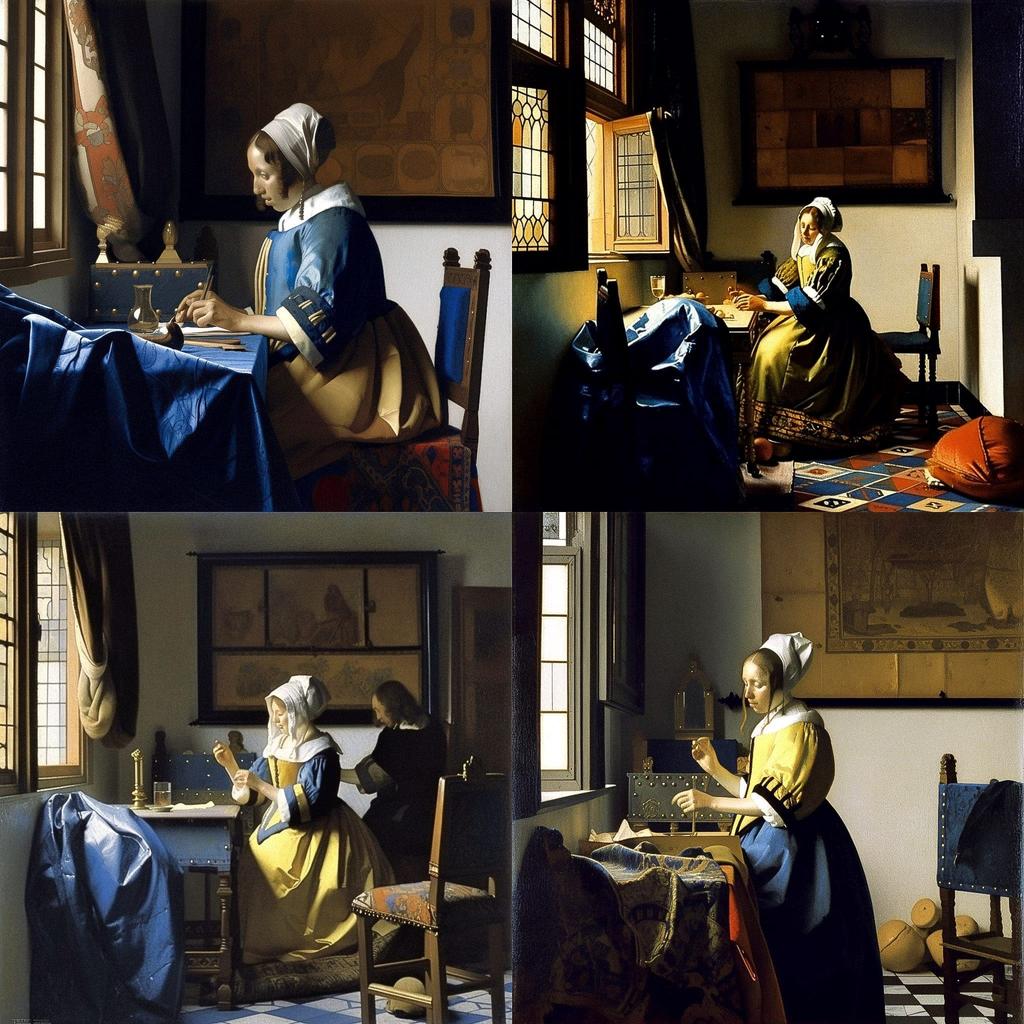 Johannes Vermeer style, Midjourney V5, render 1 of 4