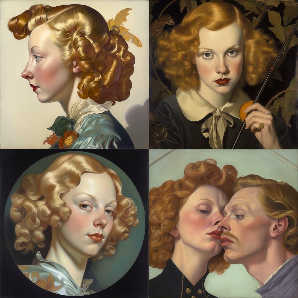 John Currin style, Midjourney V5, render 1 of 4