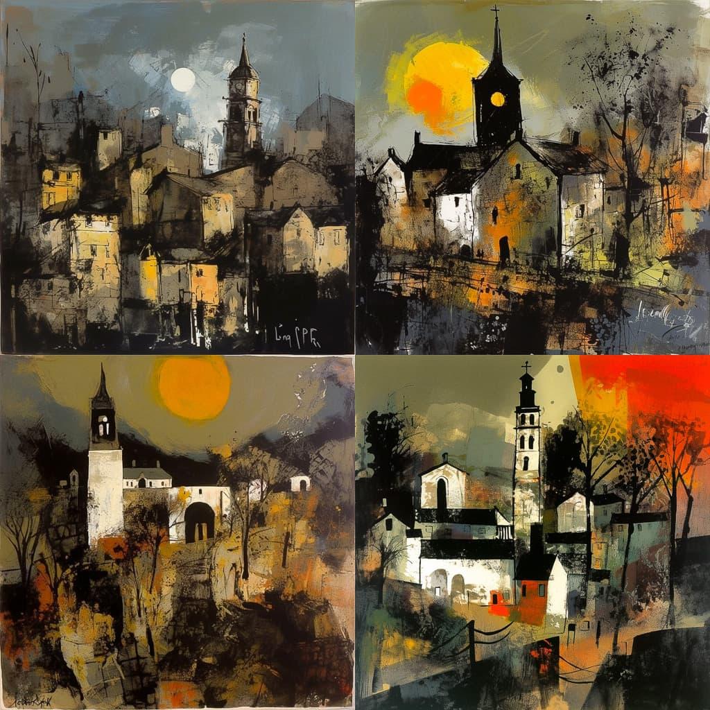John Piper style, Midjourney V5, render 1 of 4