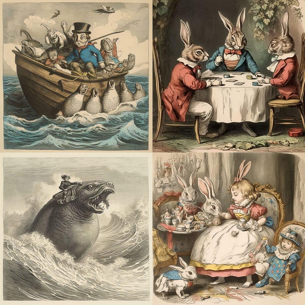 John Tenniel style, Midjourney V5, render 1 of 4
