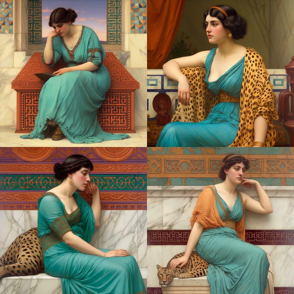 John William Godward style, Midjourney V5, render 1 of 4
