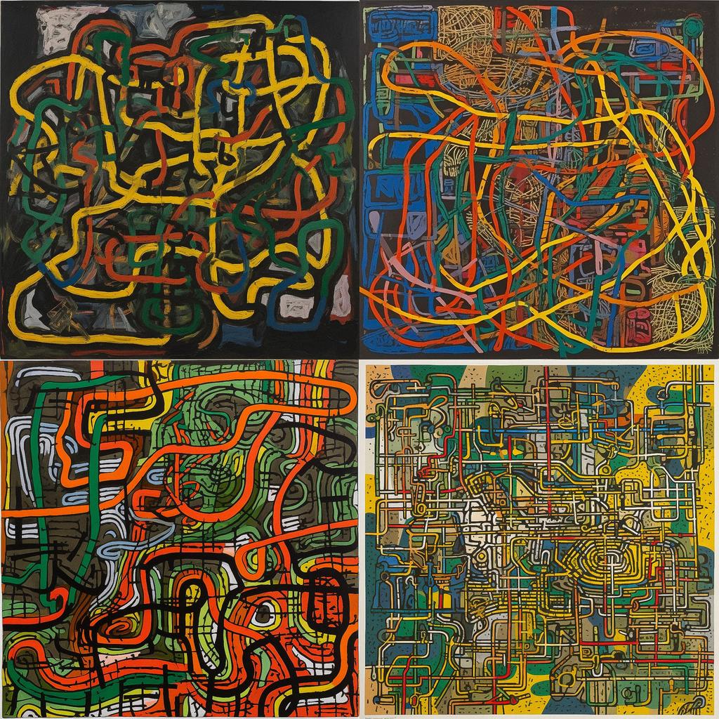 Jonathan Lasker style, Midjourney V5, render 1 of 4