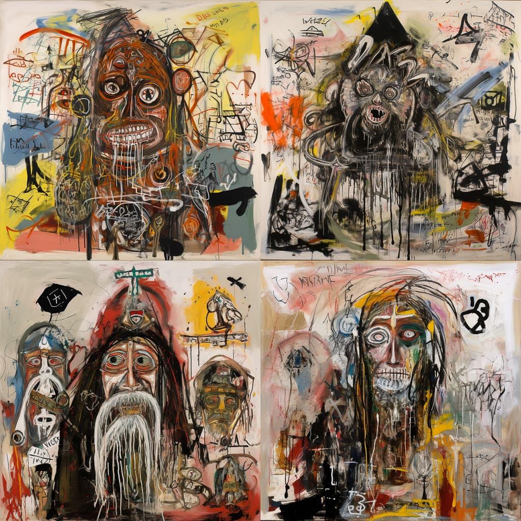 Jonathan Meese style, Midjourney V5, render 1 of 4