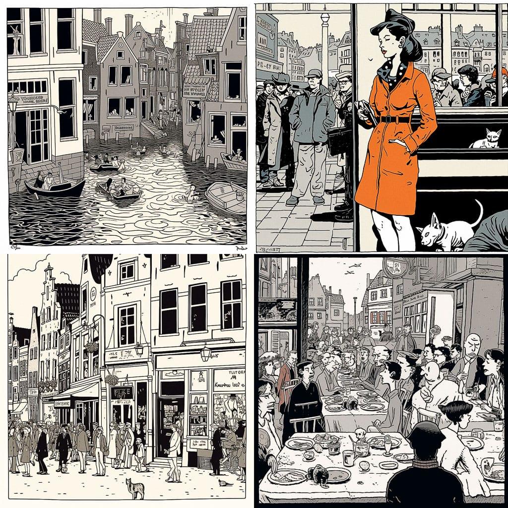 Joost Swarte style, Midjourney V5, render 1 of 4