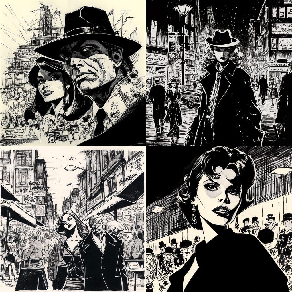 Jordi Bernet style, Midjourney V5, render 1 of 4