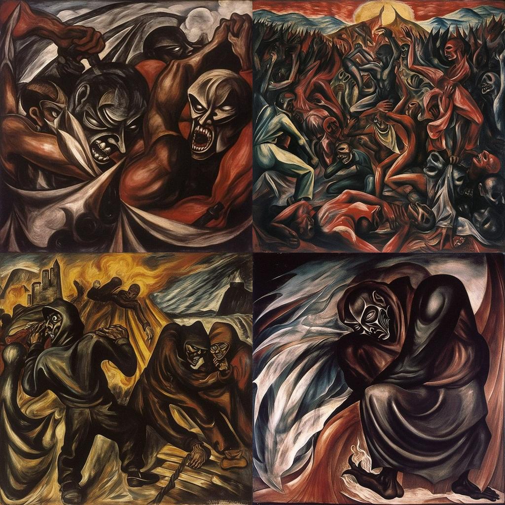 Jose Clemente Orozco style, Midjourney V5, render 1 of 4