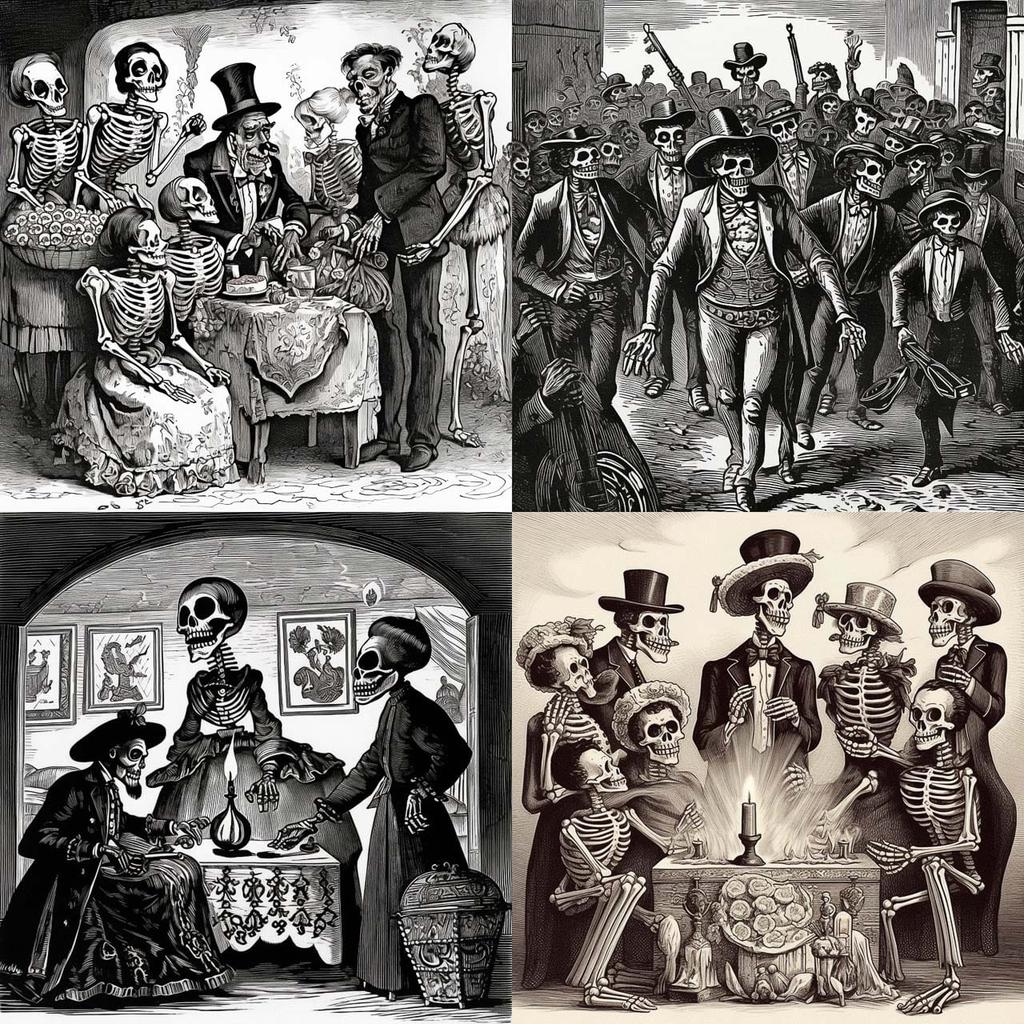 Jose Guadalupe Posada style, Midjourney V5, render 1 of 4