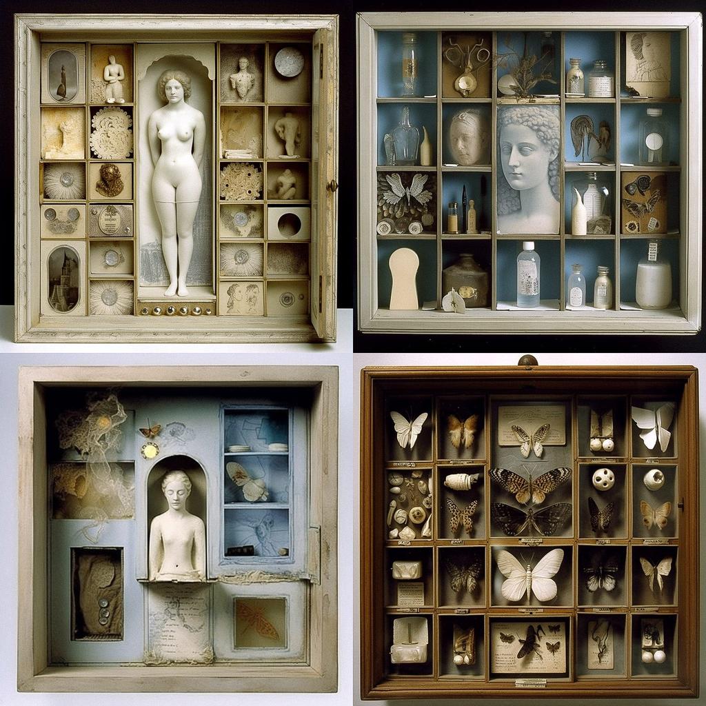 Joseph Cornell style, Midjourney V5, render 1 of 4