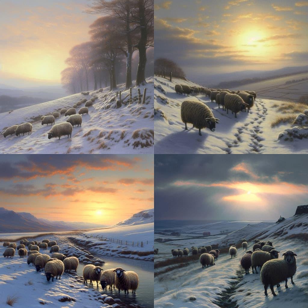 Joseph Farquharson style, Midjourney V5, render 1 of 4