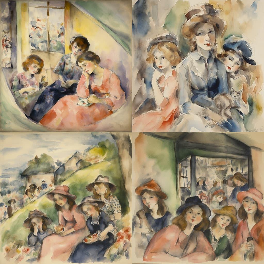 Jules Pascin style, Midjourney V5, render 1 of 4