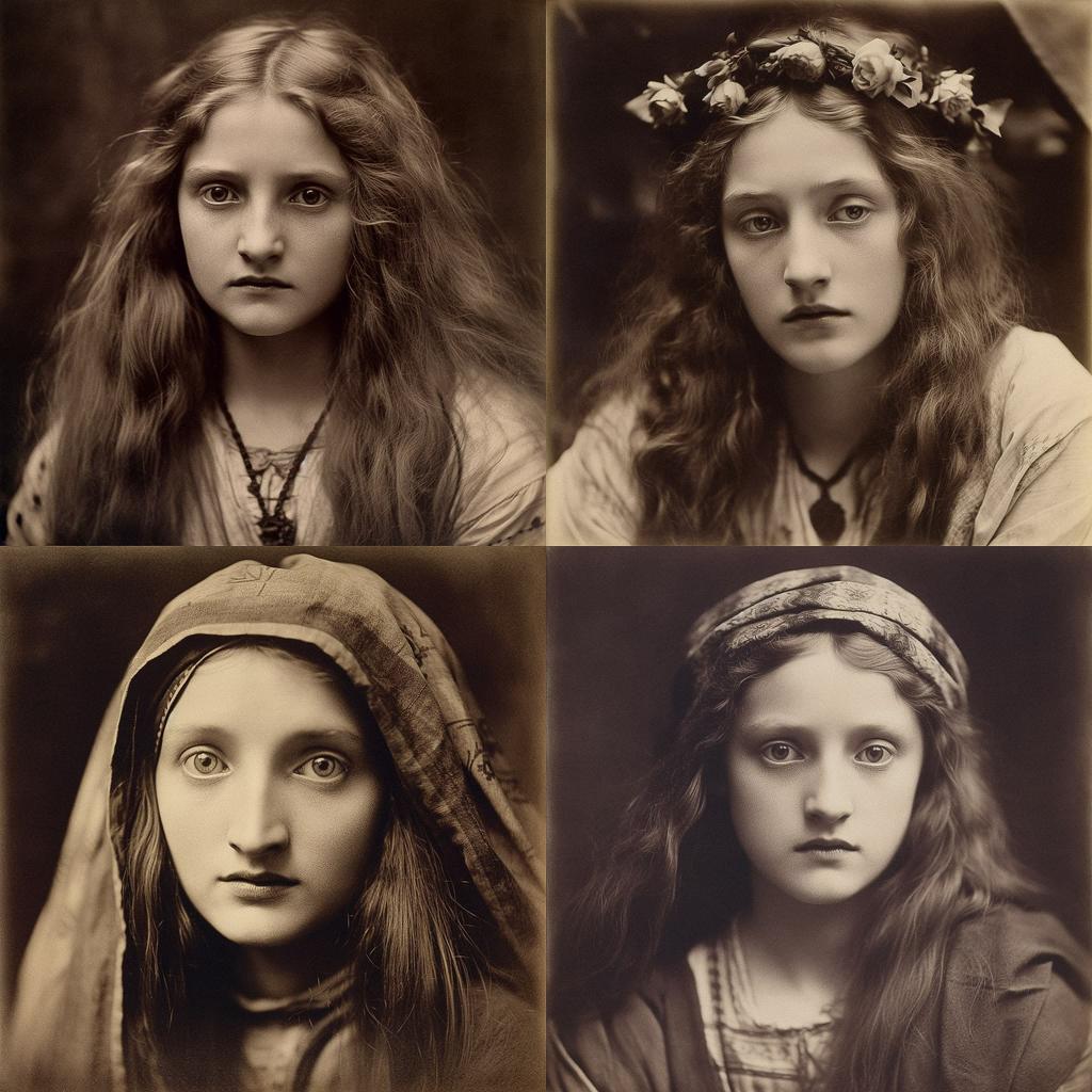 Julia Margaret Cameron style, Midjourney V5, render 1 of 4