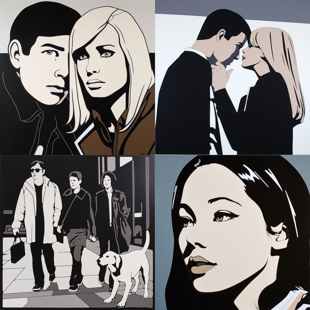 Julian Opie style, Midjourney V5, render 1 of 4