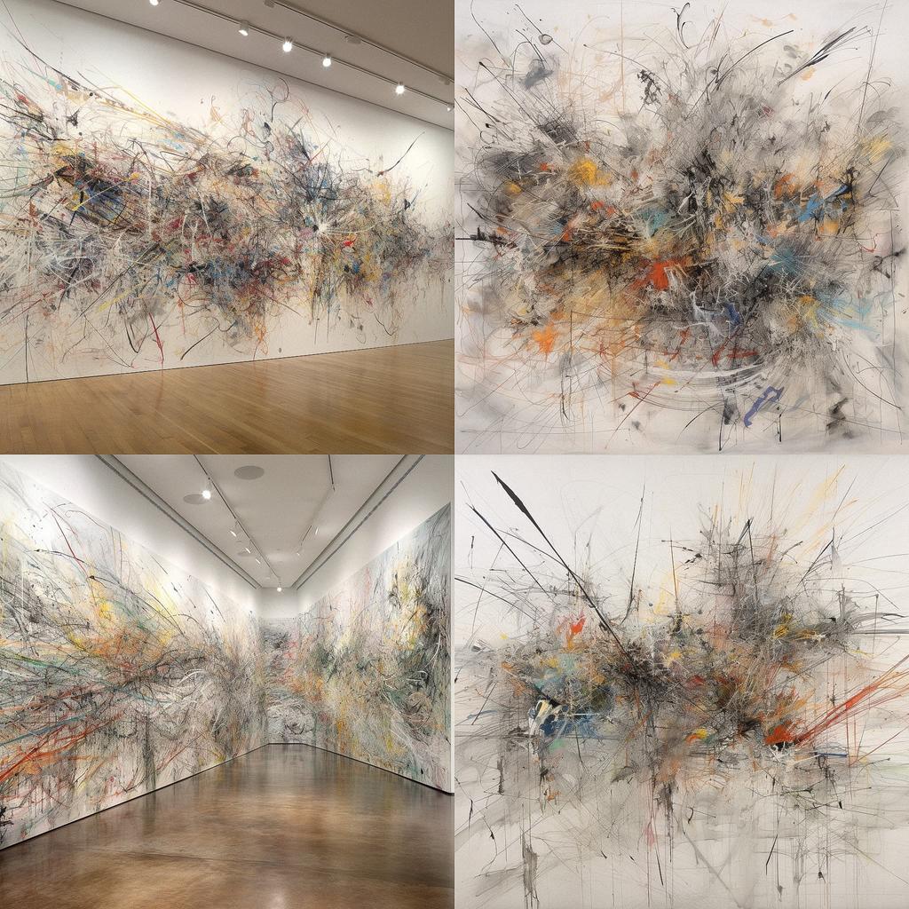 Julie Mehretu style, Midjourney V5, render 1 of 4