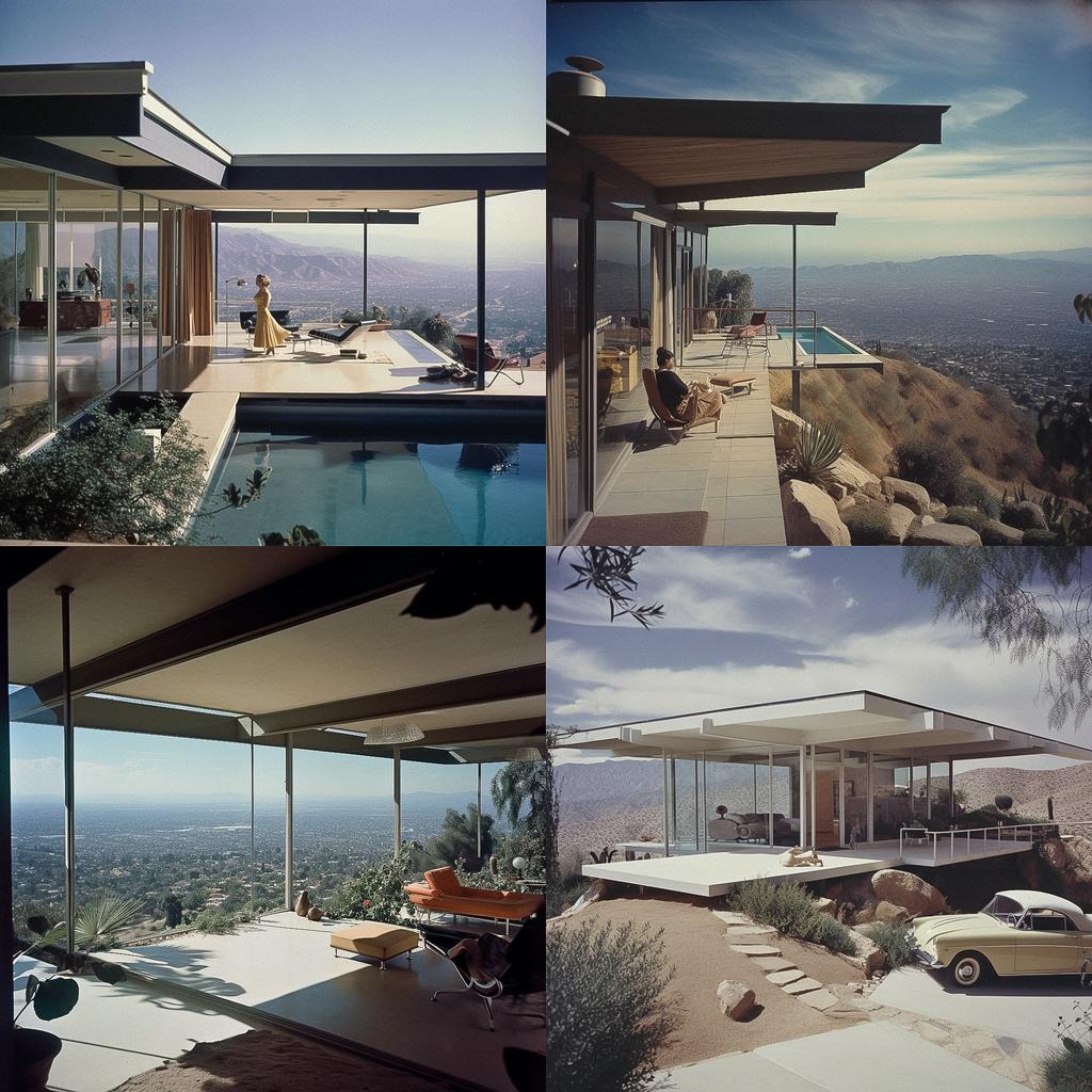 Julius Shulman style, Midjourney V5, render 1 of 4