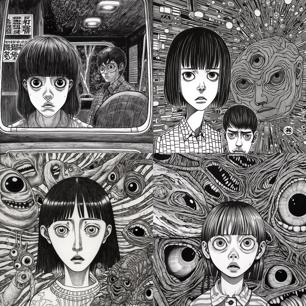 Junji Ito style, Midjourney V5, render 1 of 4