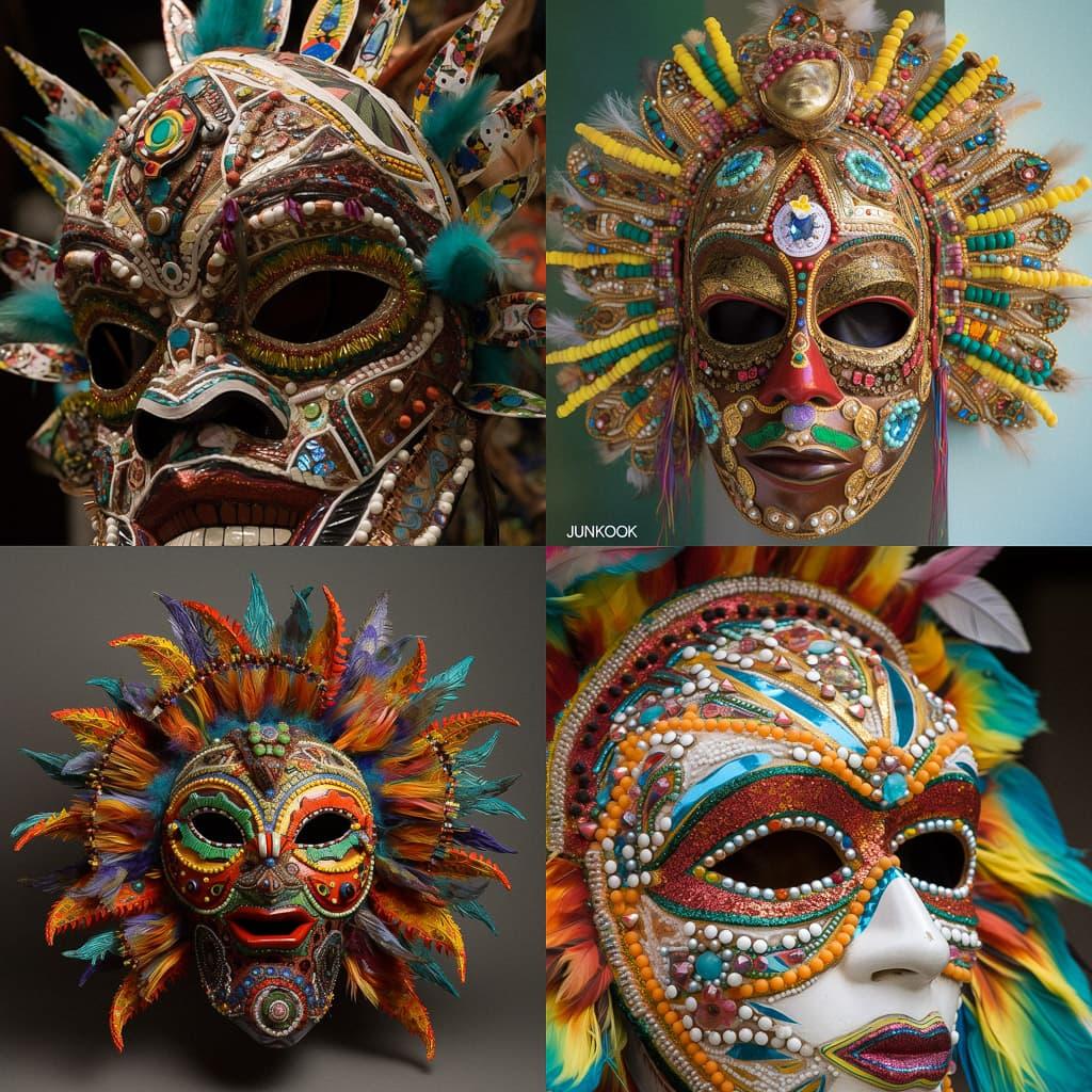 Junkanoo mask style, Midjourney V5, render 1 of 4