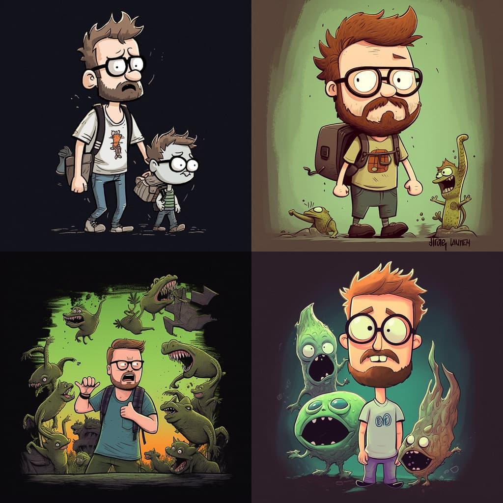 Justin Roiland style, Midjourney V5, render 1 of 4