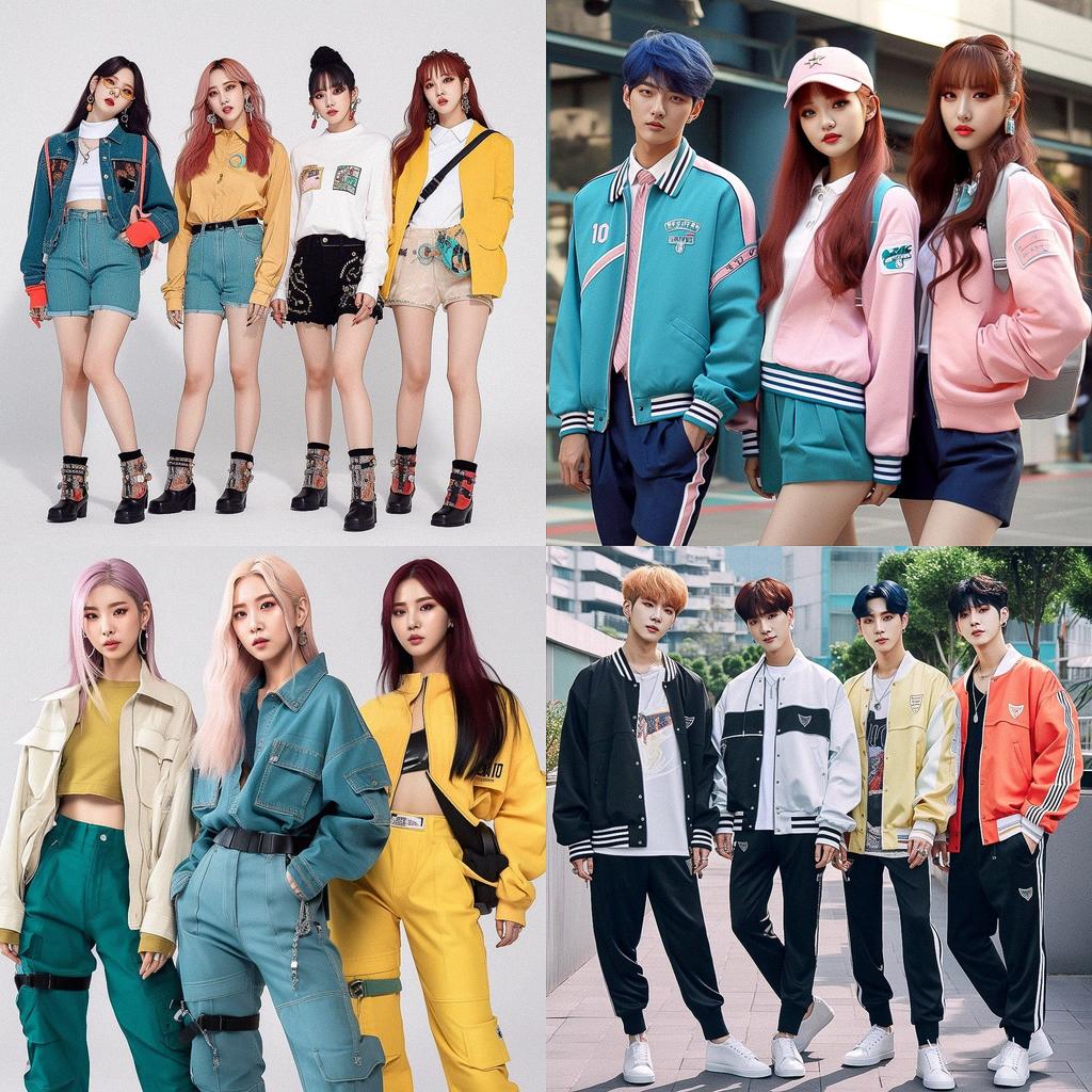K-pop fashion style, Midjourney V5, render 1 of 4