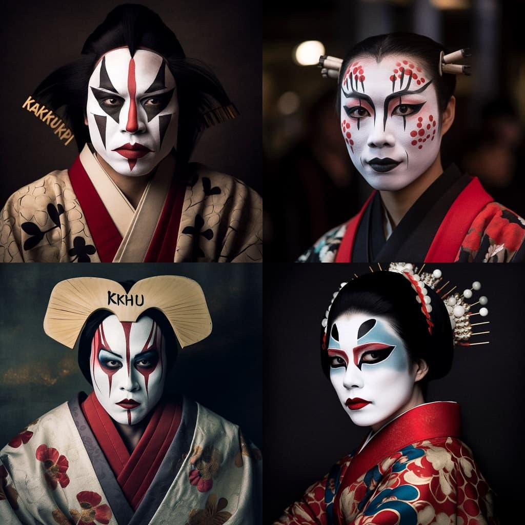 Kabuki style, Midjourney V5, render 1 of 4
