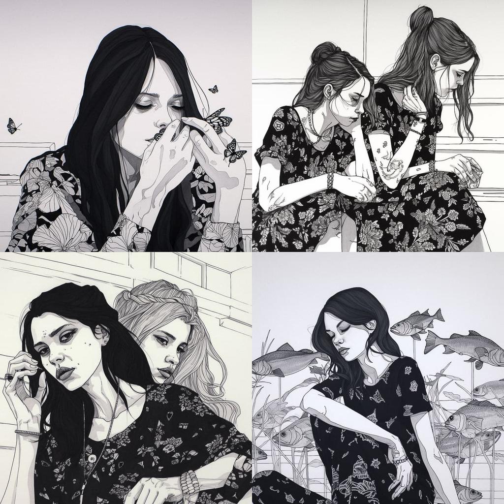 Kaethe Butcher style, Midjourney V5, render 1 of 4