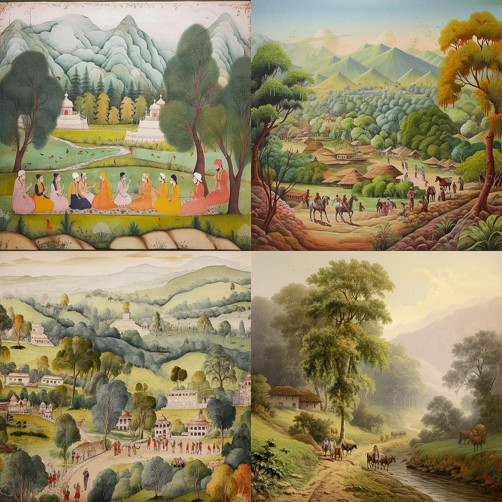 Kangra painting style, Midjourney V5, render 1 of 4