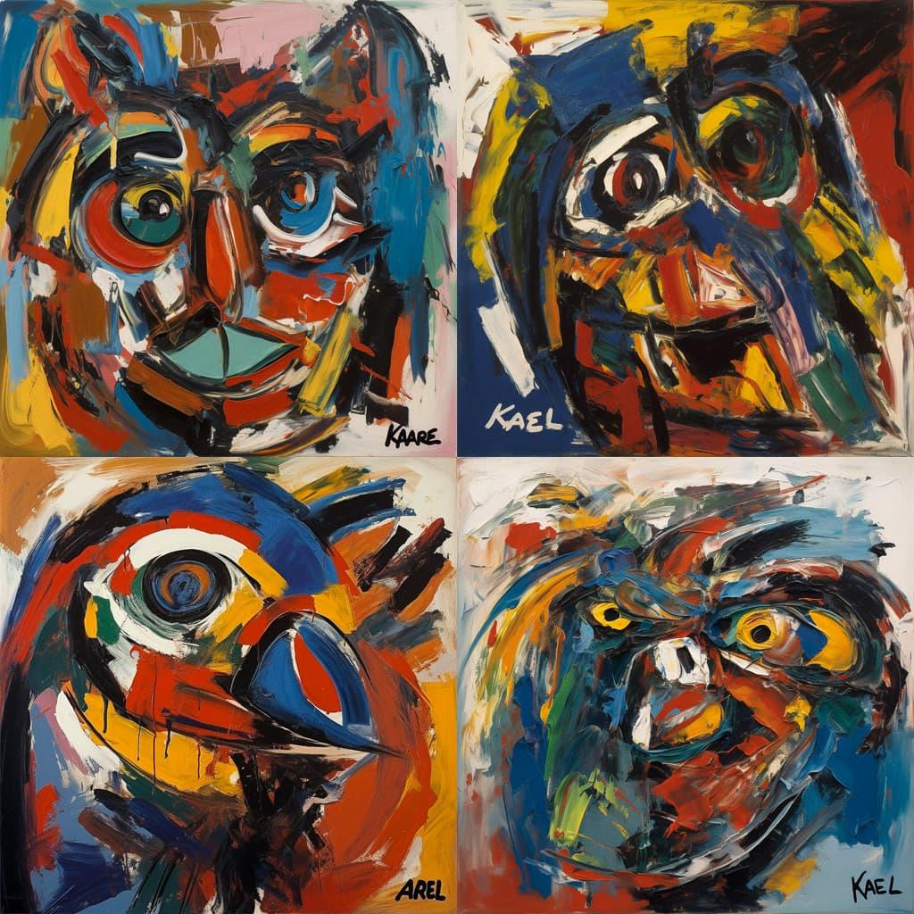 Karel Appel style, Midjourney V5, render 1 of 4
